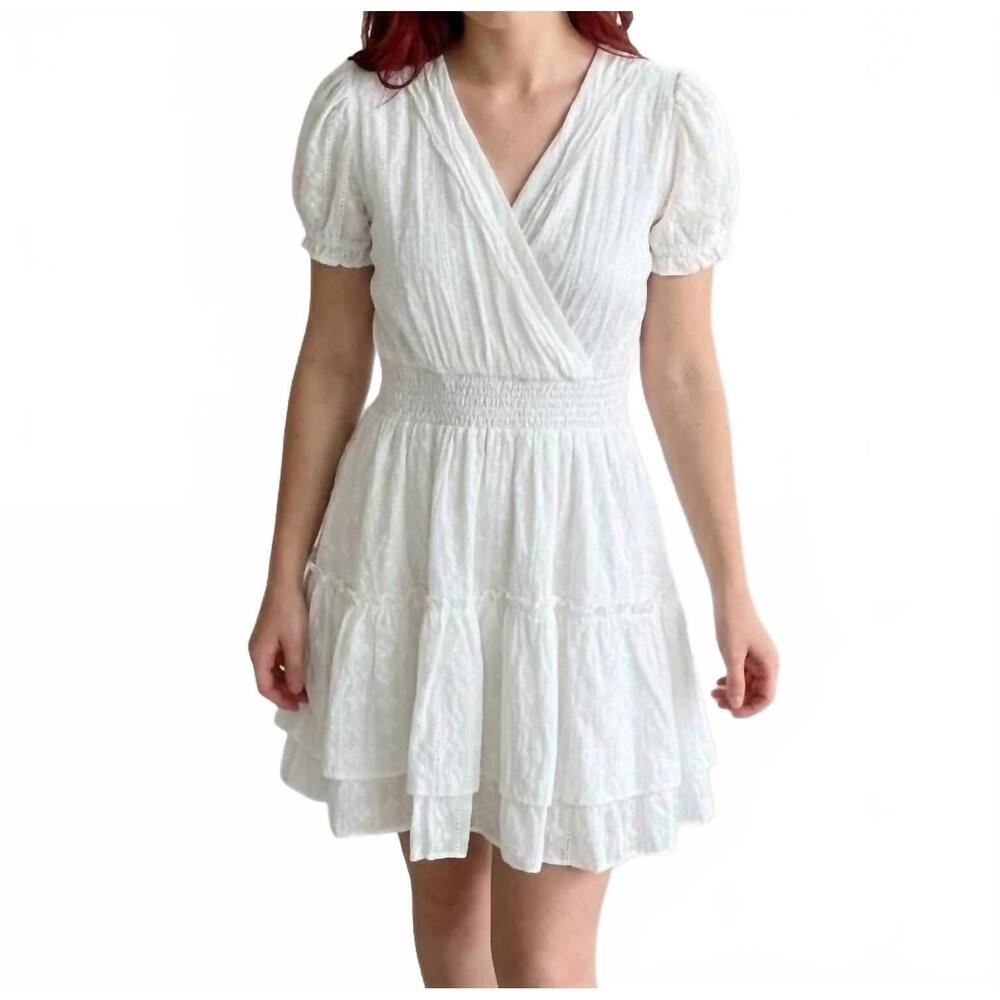 NEW FBZ eyelet surplice dress in white